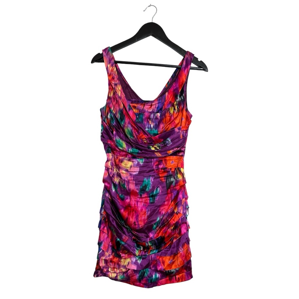 Express Design Studio Multicolor Silk Bodycon Mini Dress Size 6 Glam Cocktail